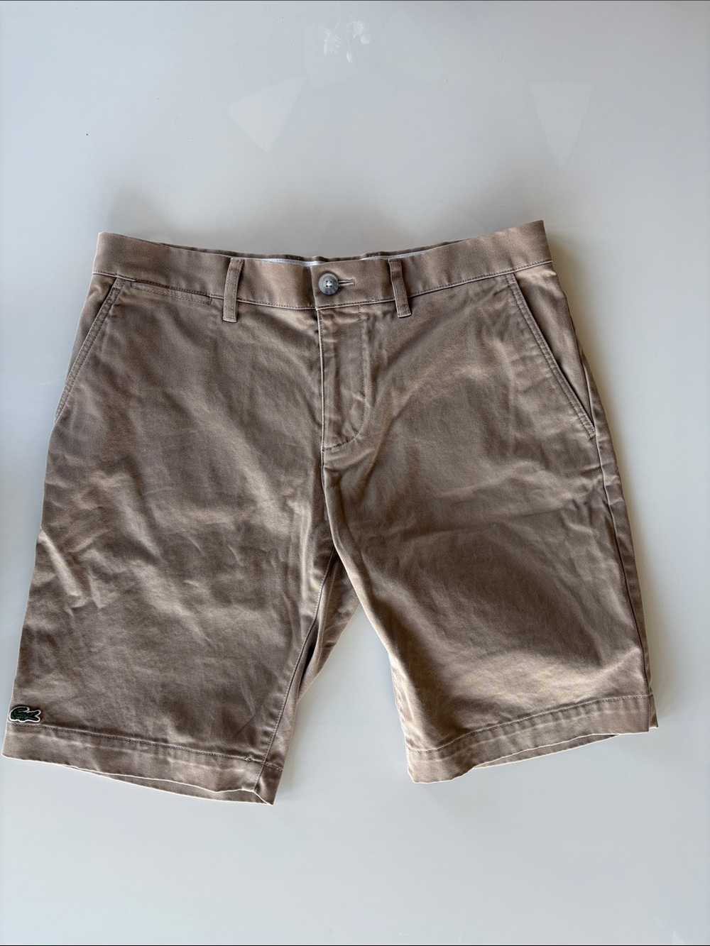 Lacoste Men's Tan Flat Front Cotton Shorts